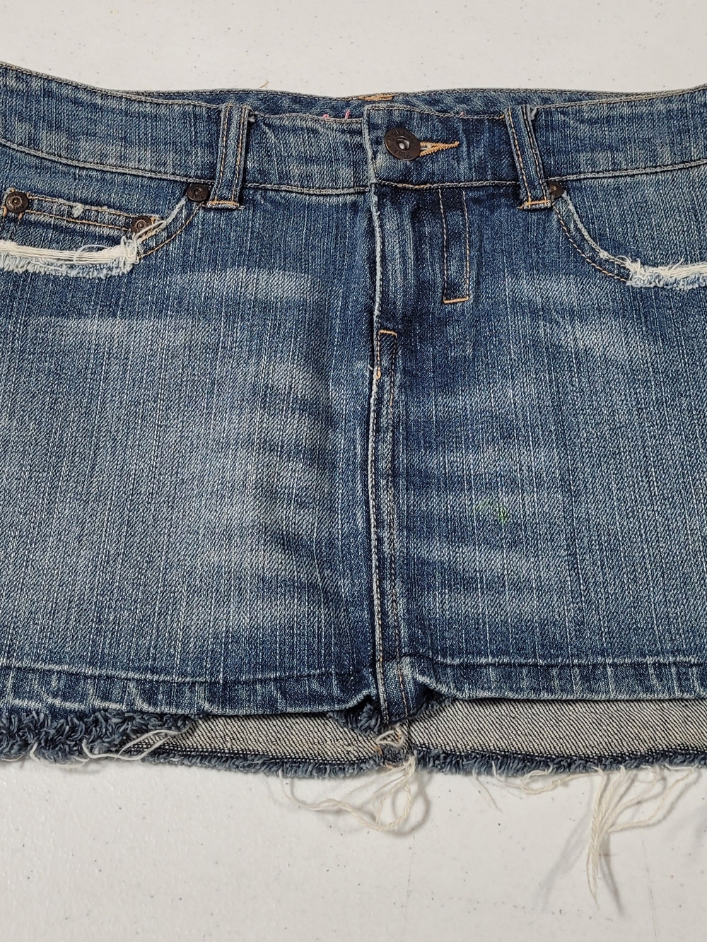 Celebrity Pink Distressed Blue Denim Mini Skirt